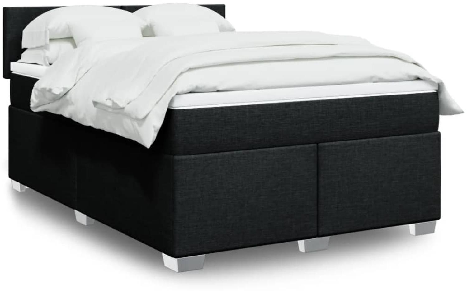 vidaXL Boxspringbett mit Matratze Schwarz 140x190 cm Stoff 3288178 Bild 1