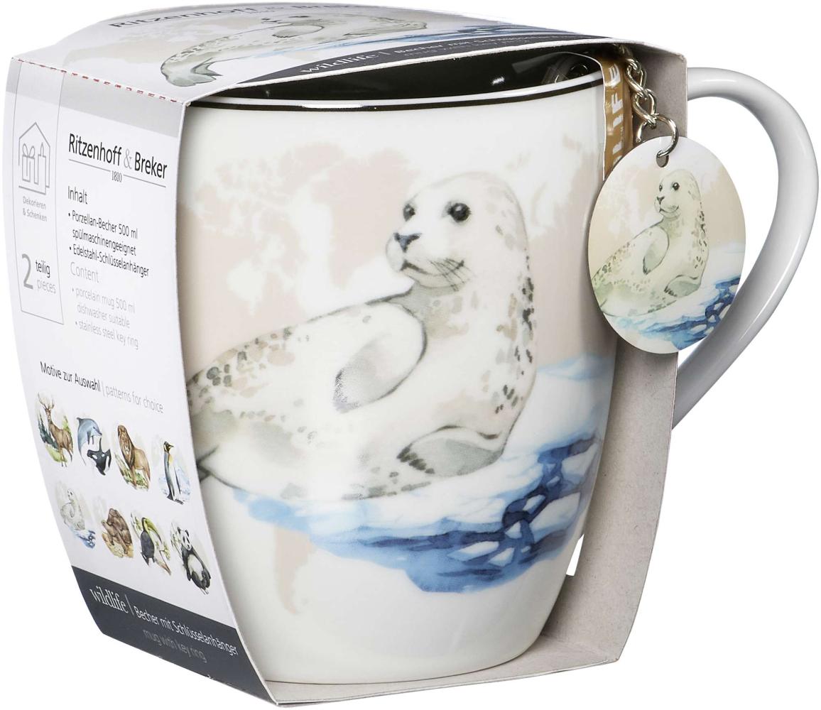 Geschenk-Set Jumbotasse mit Anhänger Wildlife - Jumbotasse mit Anhänger Robbe Bild 1