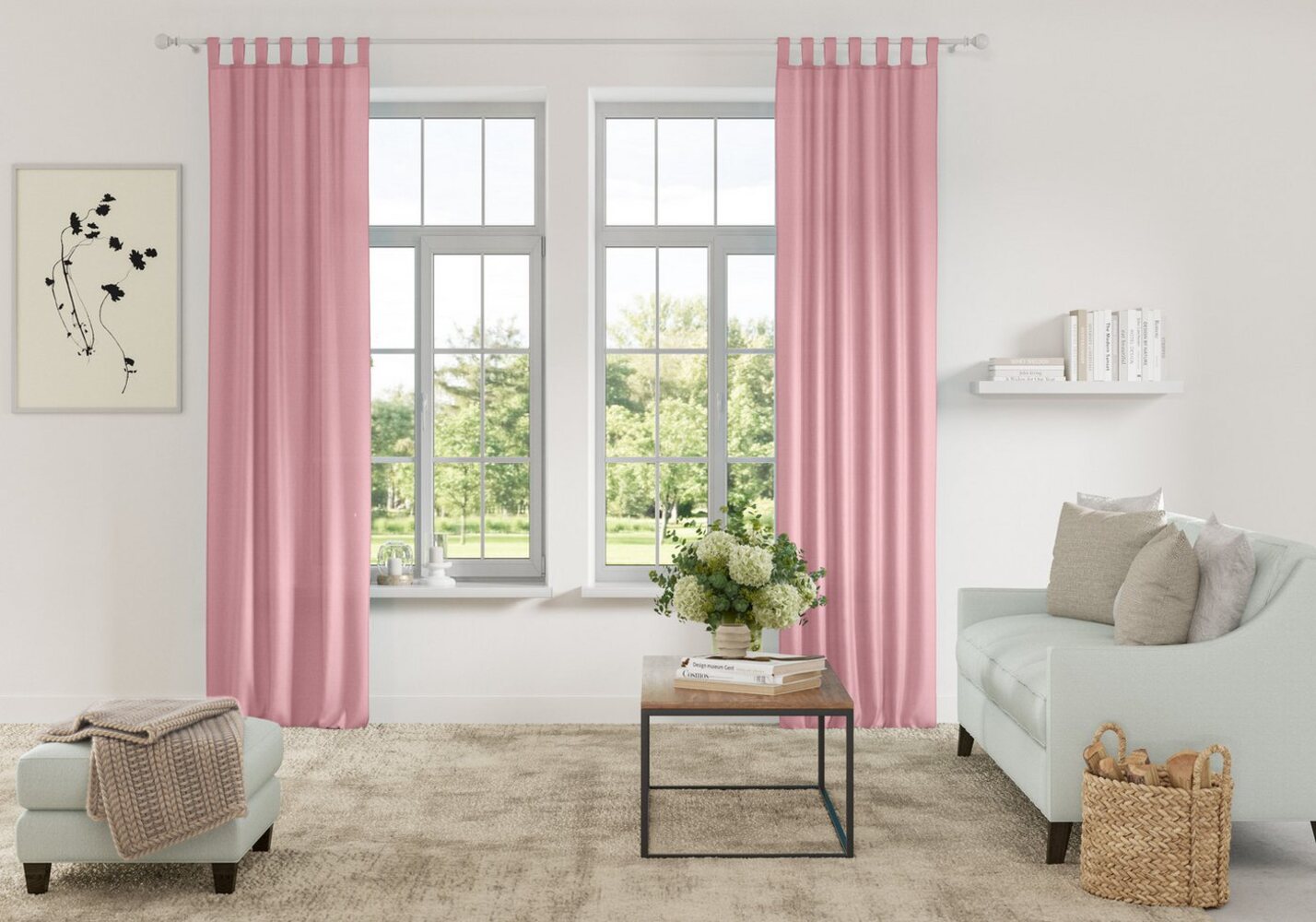 Home affaire Vorhang Parry, Schlaufen (2 St), blickdicht, Polyester, 2-er Set, blickdicht, monochrom, basic Bild 1