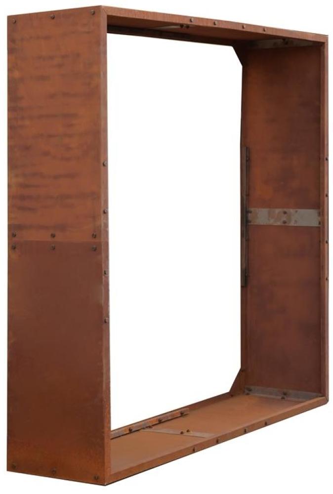 Cortenstahl Sichtschutzwand Brennholzregal 150x150x38 cm Rost Holzlager Edelrost Bild 1