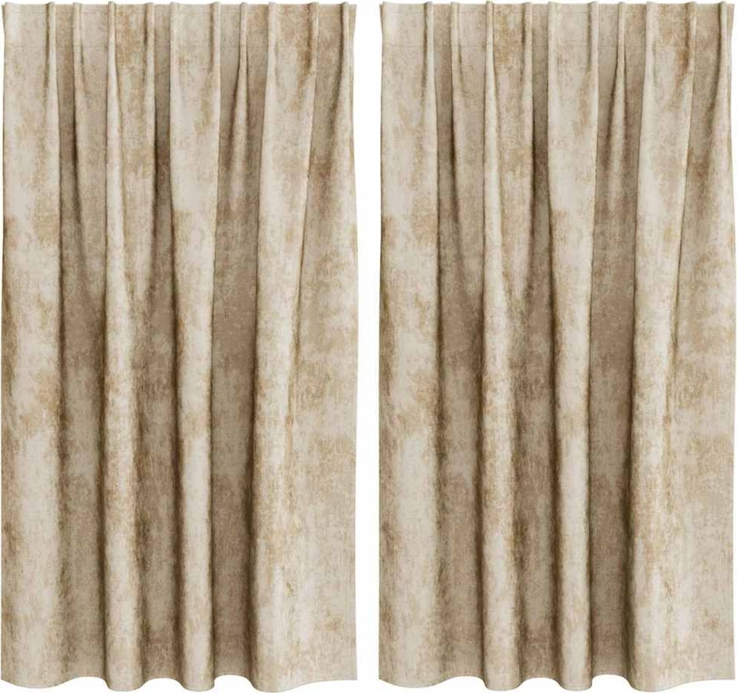 vidaXL Samtvorhänge mit Vorhängen 2 pcs Creme 140 x 140 cm Samt 4107698 Bild 1