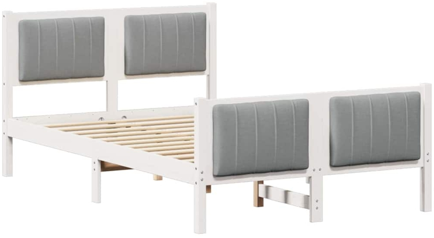 vidaXL Bettgestell Weiß und Hellgrau 120 x 190 cm Massivholz Kiefer 878488 Bild 1