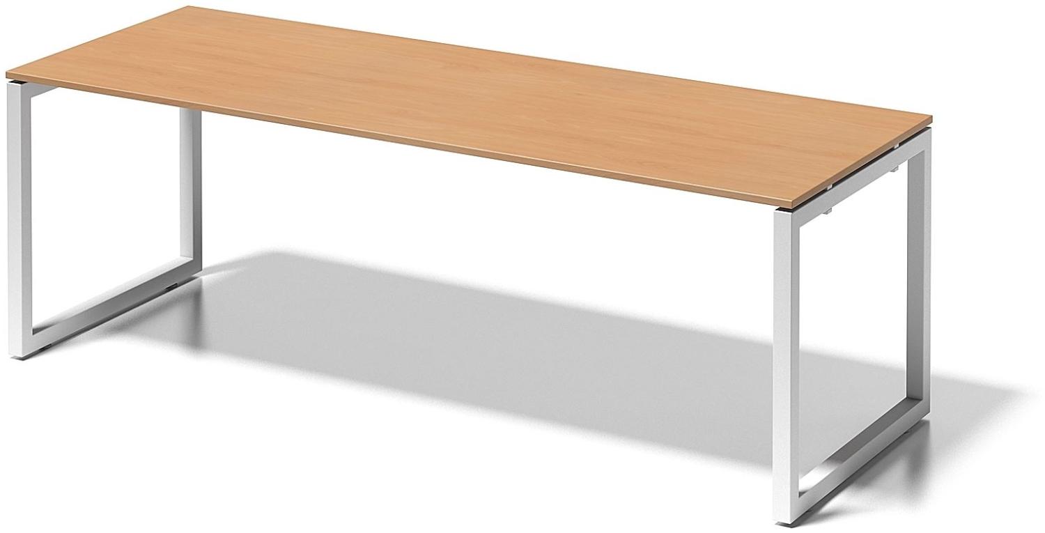 Cito Schreibtisch, 740 mm höhenfixes O-Gestell, H 19 x B 2200 x T 800 mm, Dekor buche, Gestell verkehrsweiß Bild 1