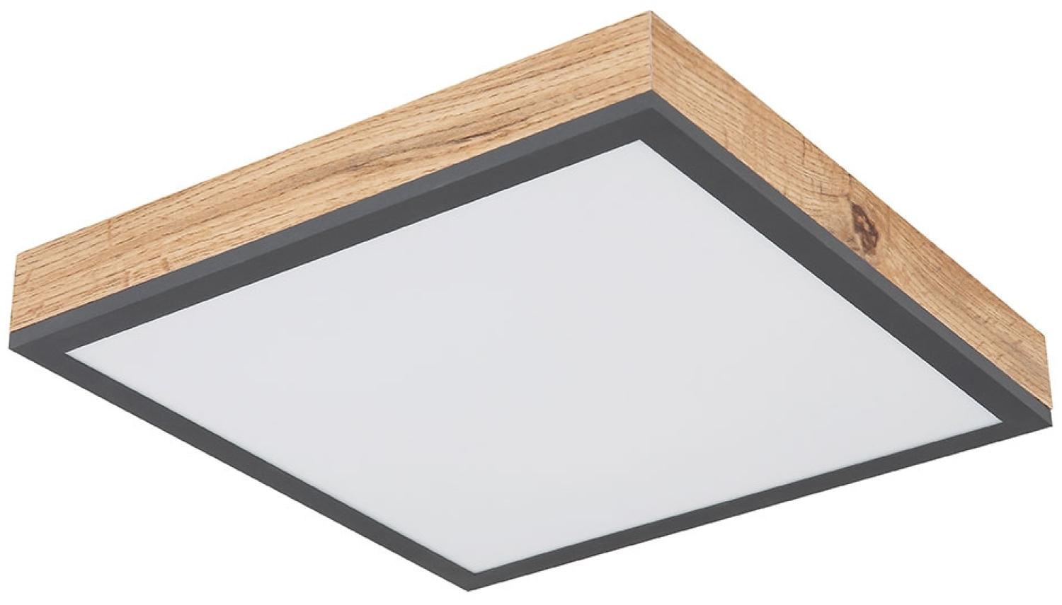 LED Deckenlampe in opal weiß und Holzoptik Bild 1