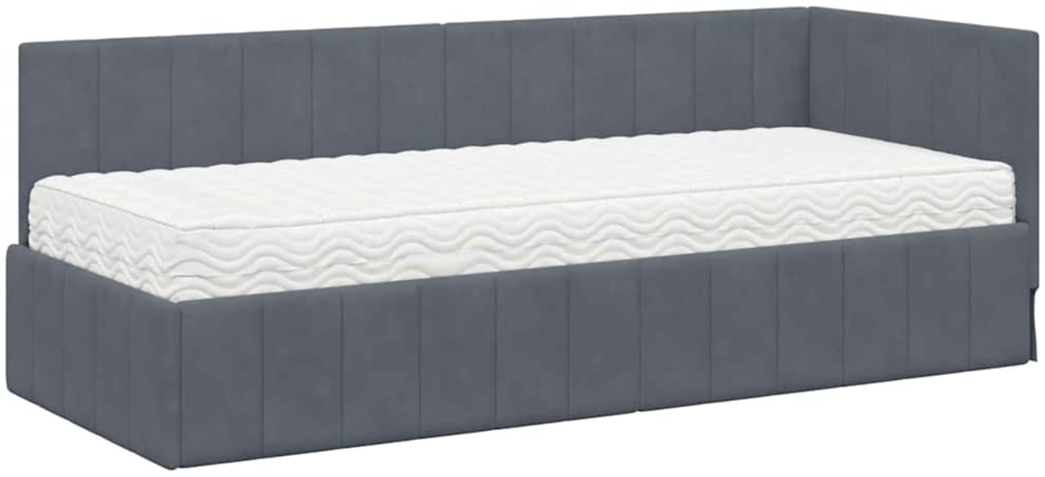 vidaXL Eckbettgestell mit Matratze Dunkelgrau 80 x 200 cm Samt 3393839 Bild 1