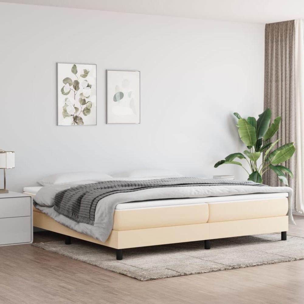 Boxspringbett Creme, Stoff, 200 x 200 cm Bild 1