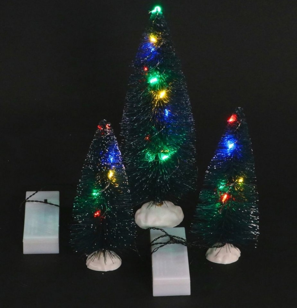 Koopman Künstlicher Weihnachtsbaum 3er Set Deko Schneetannen mit bunten LED Lichterketten Bild 1