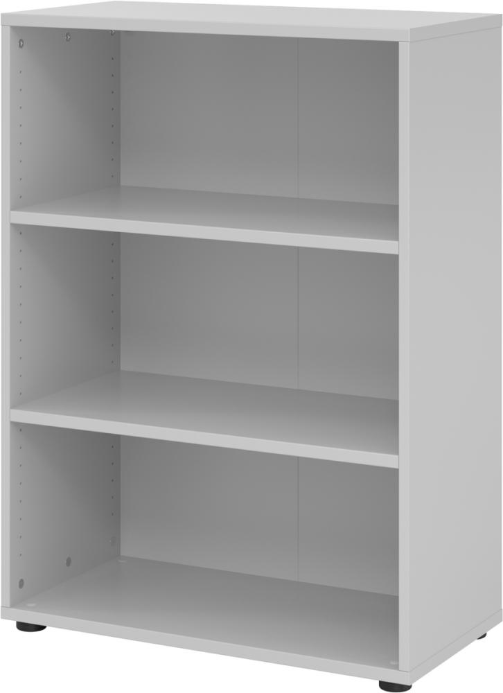 bümö Regal grau, Standregal aus Holz für 3 Ordnerhöhen - Bücherregal klein 80 cm breit, Aktenregal für Ordner & Bücher, kleines Büroregal, Holzregal, Ordnerregal, Buchregal Dachschräge, 938RE-5 Bild 1