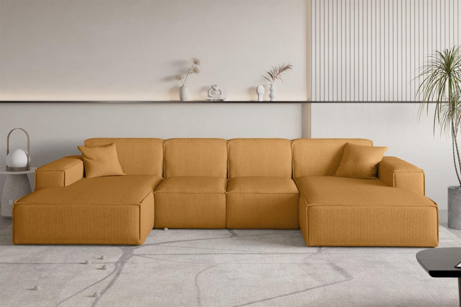 Wohnlandschaft Sofa U-Form CELES PREMIUM XS in Stoff Scala Senfgelb Bild 1