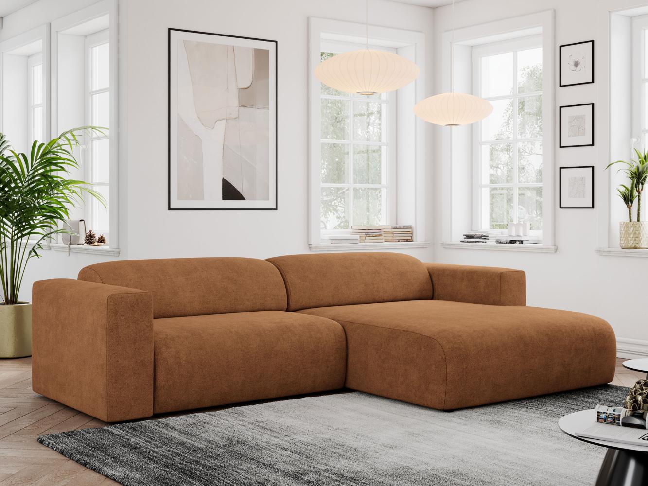 Ecksofa PASADENA, freistehendes Ecksofa, breite Armlehnen, Federsitz - rechts - Orange Stoff Bild 1