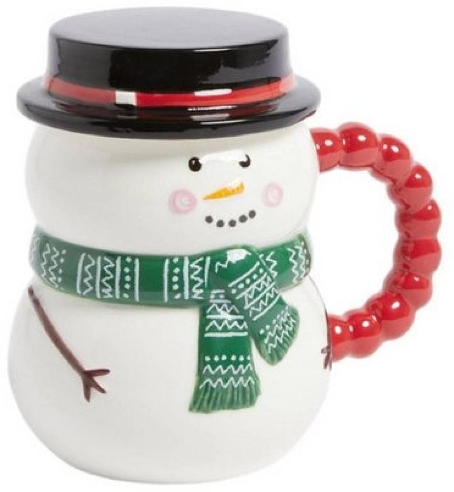 Next Becher Henkeltasse mit Deckel, Weihnachtlicher Schneemann, Steingut Bild 1