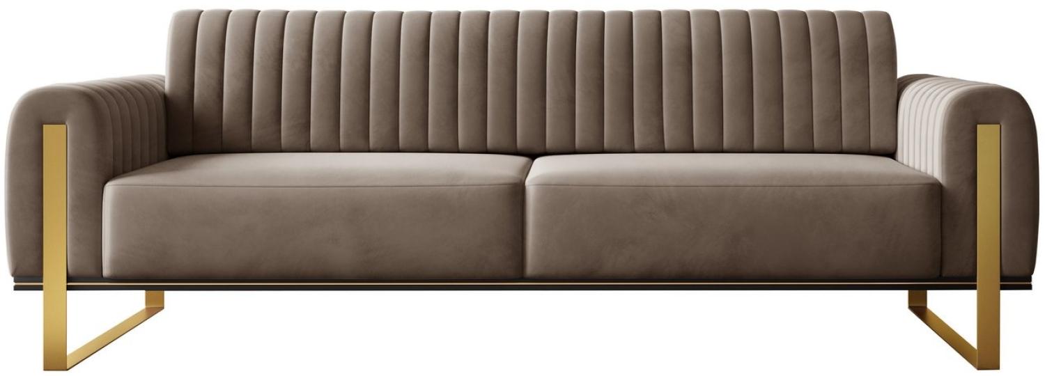 Furnix Sofa 3-er Polstersofa Fagiole III edle Couch mit goldenen Metallbeinen, drehbare Rückenlehne Bild 1