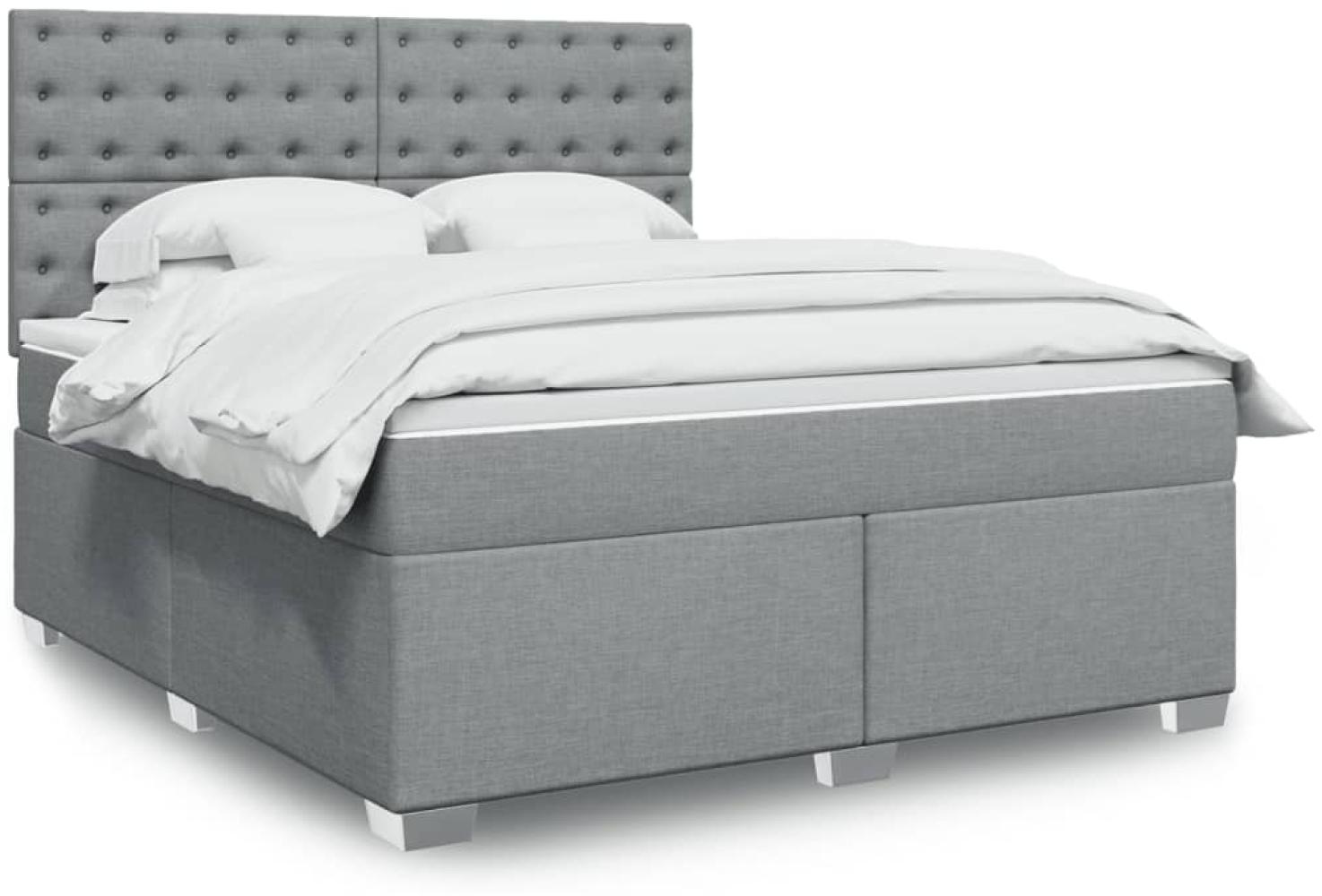 vidaXL Boxspringbett mit Matratze Hellgrau 180x200 cm Stoff 3290581 Bild 1