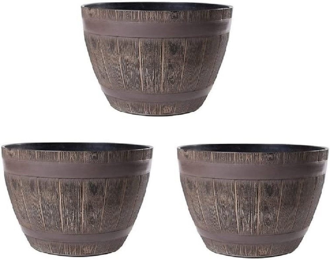 Jinfa Pflanzkübel aus Kunststoff Miniteich Weinfassoptik Blumenöpfe, 1, 3, 6 Stück (3 St) Bild 1