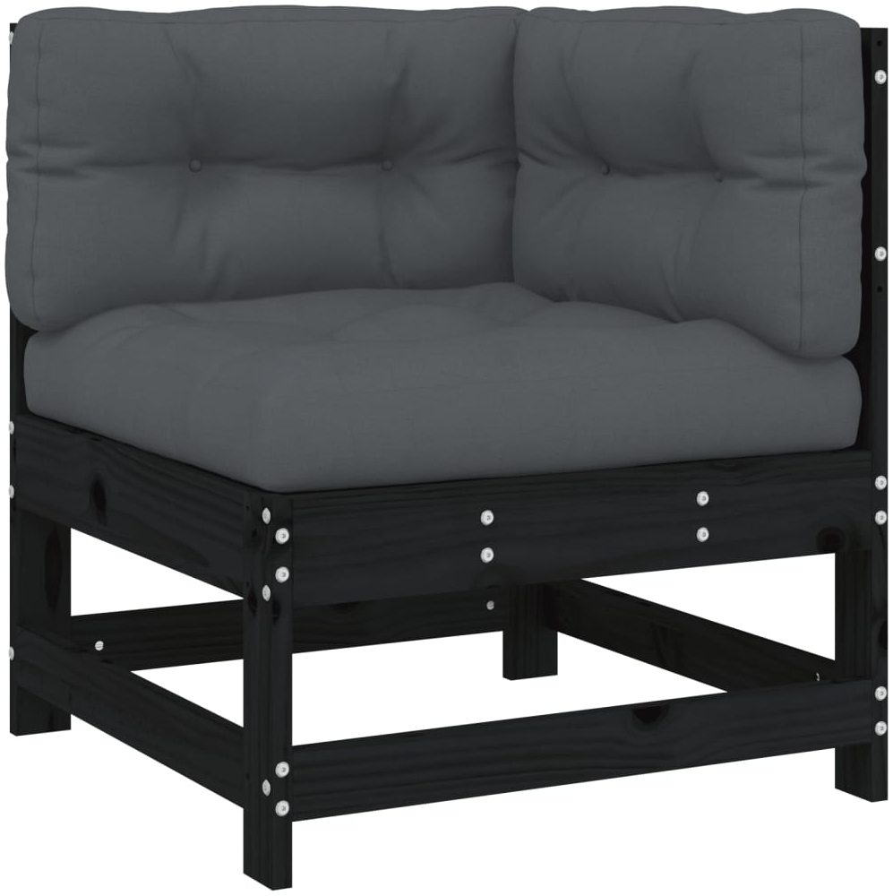 vidaXL Ecksofa mit Kissen Schwarz Massivholz Kiefer 825545 Bild 1
