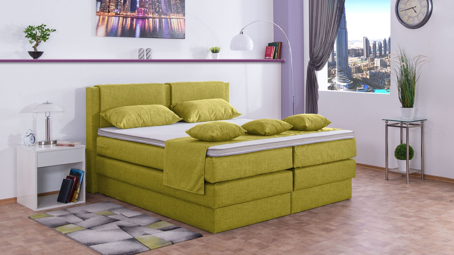 Meisterbetten Boxspringbett Dora 180x220 in W-Bambus, Matratzenbezug Nano, Komfortschaum-Topper Bild 1