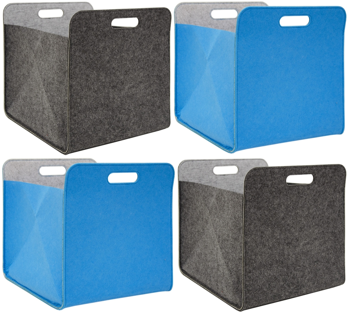 4er Set Filz Aufbewahrungsbox 33x33x38cm Kallax Filzkorb Blau Bild 1