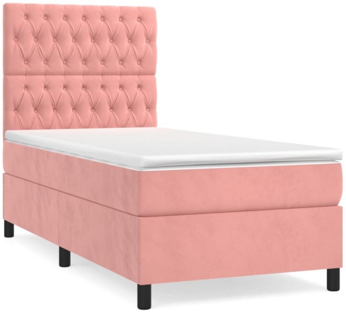 vidaXL Boxspringbett mit Matratze Rosa 90x190 cm Samt 3143180 Bild 1