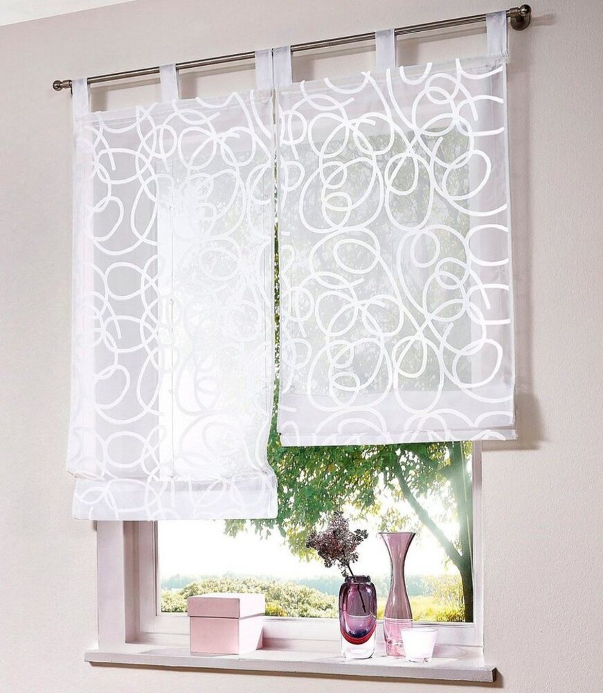 my home Raffrollo Tanaro, mit Schlaufen, Halbtransparent, Voile, Polyester Bild 1