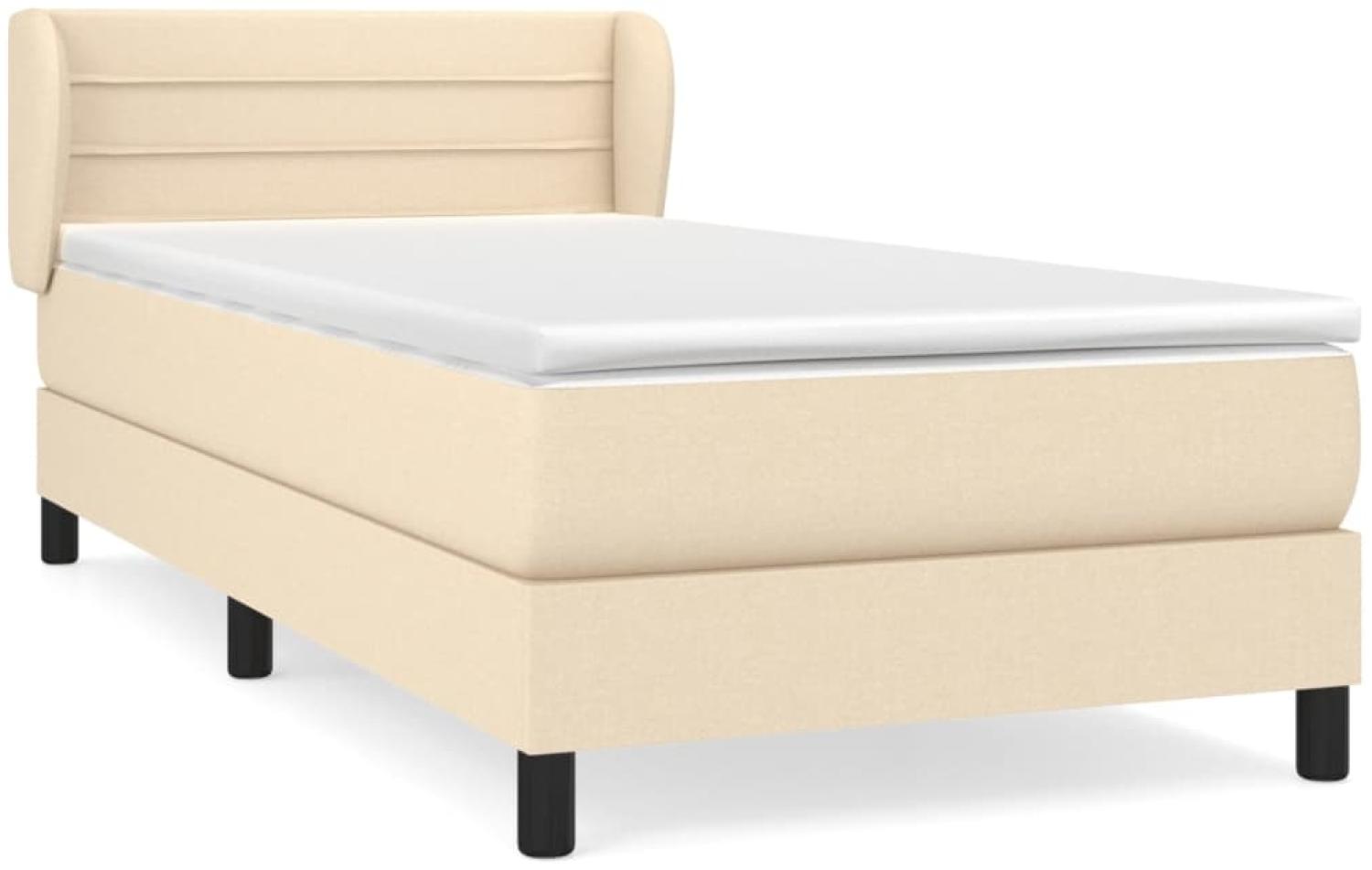 vidaXL Polsterbett mit Matratze Stoff Creme 90x200 cm Bild 1
