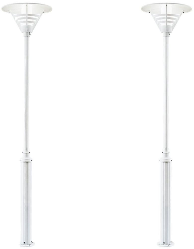 2er Set Mastleuchte / Gartenlaterne GEMINI, Höhe 220cm, E27, Alu weiß / Opalglas Bild 1