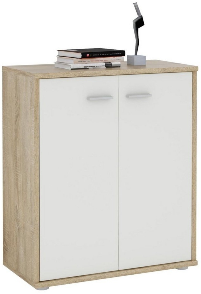 CARO-Möbel Kommode Sideboard Schrank Tommy Sonoma Eiche/weiß, Anrichte mit 2 Türen inklusive Einlegeboden Bild 1