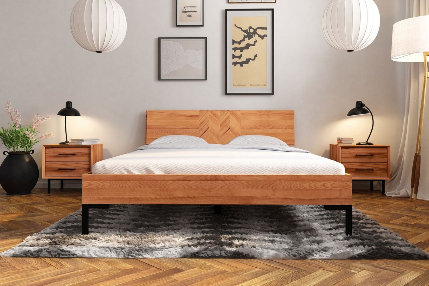 Carpe Sonno Massivholzbett Holzbett Massivholzbett Bettrahmen Bettgestell Einzelbett Doppelbett (Bettgestell, Bettgestell), Holzbett Schlafzimmer Ehebett Buche Massivholzbett 180x200 Bild 1