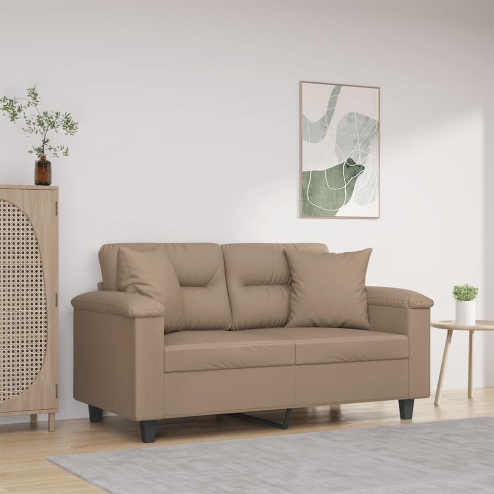 vidaXL 2-Sitzer-Sofa mit Zierkissen Cappuccino-Braun 120 cm Kunstleder 3200987 Bild 1