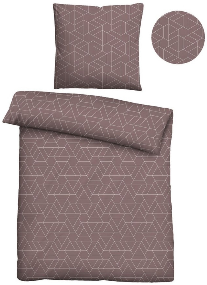 Traumhaft schlafen - Castell - Markenbettwäsche Polycotton Biber 0351104 TRIGON, macchiato, 1x 135x200 cm + 1x 80x80 cm Bild 1