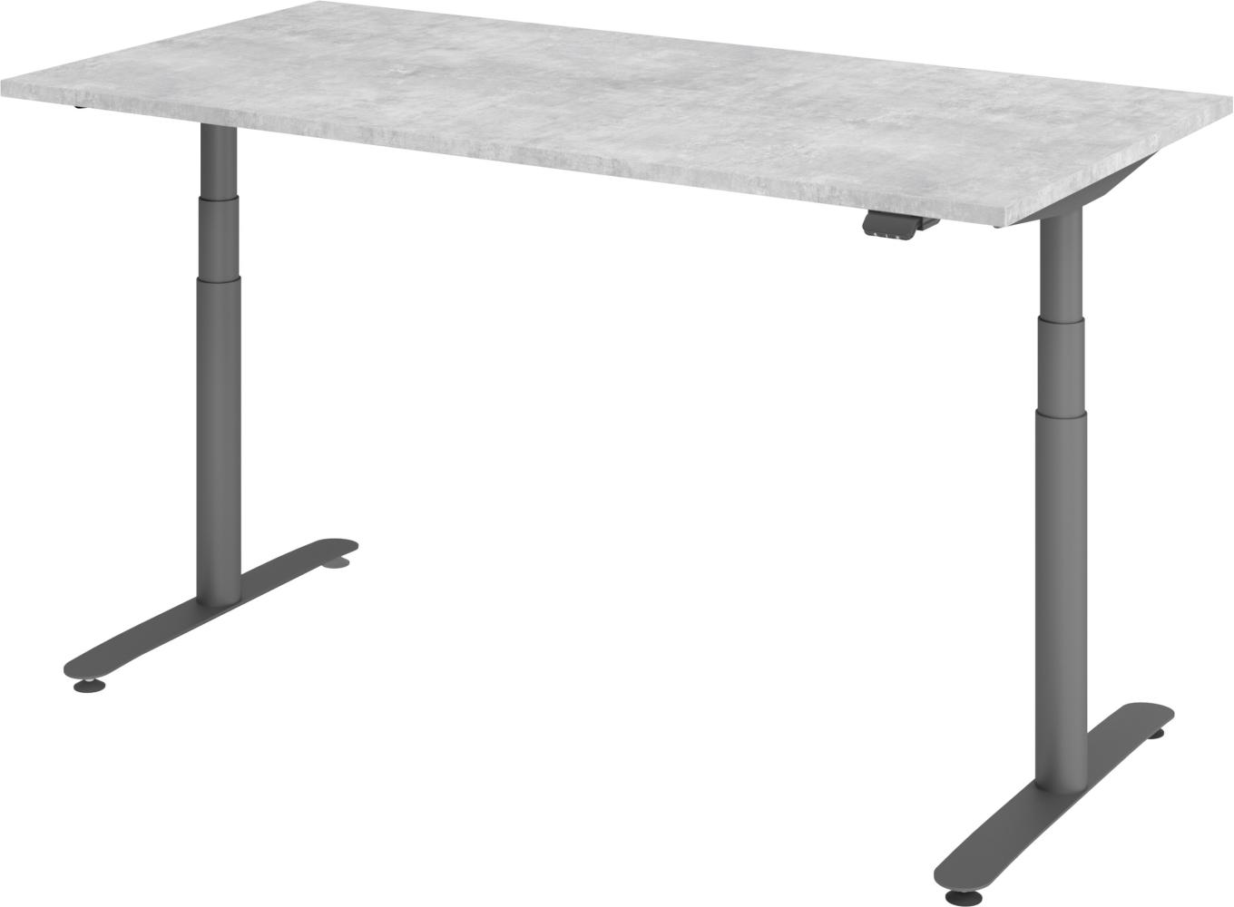 bümö® smarter Schreibtisch Serie-XDLR elektrisch höhenverstellbar mit App-Steuerung 160 x 80 cm in Beton / Graphit Bild 1