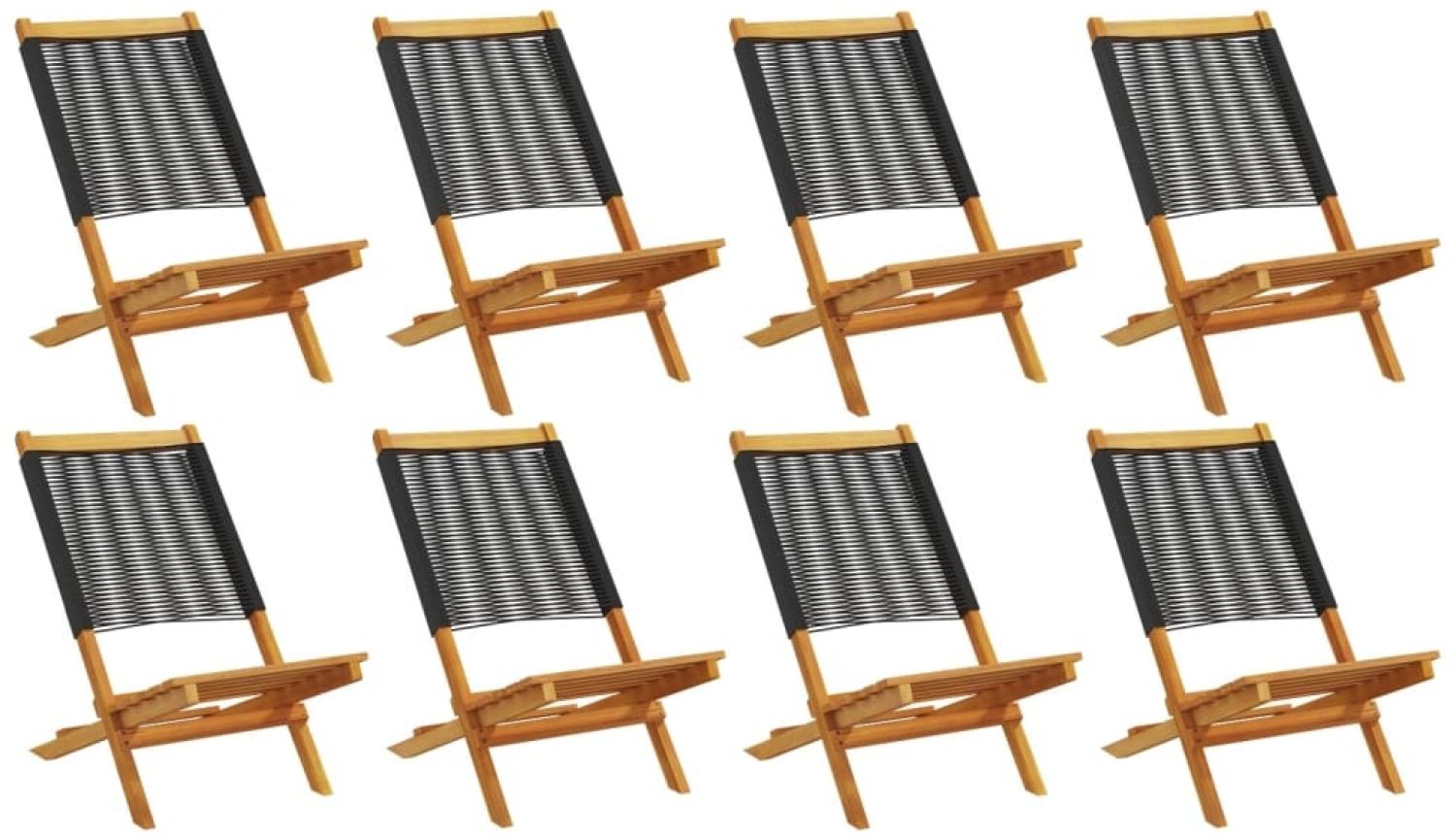 vidaXL Gartenstühle 8 Stk. Klappbar Schwarz Massivholz Akazie 3214630 Bild 1