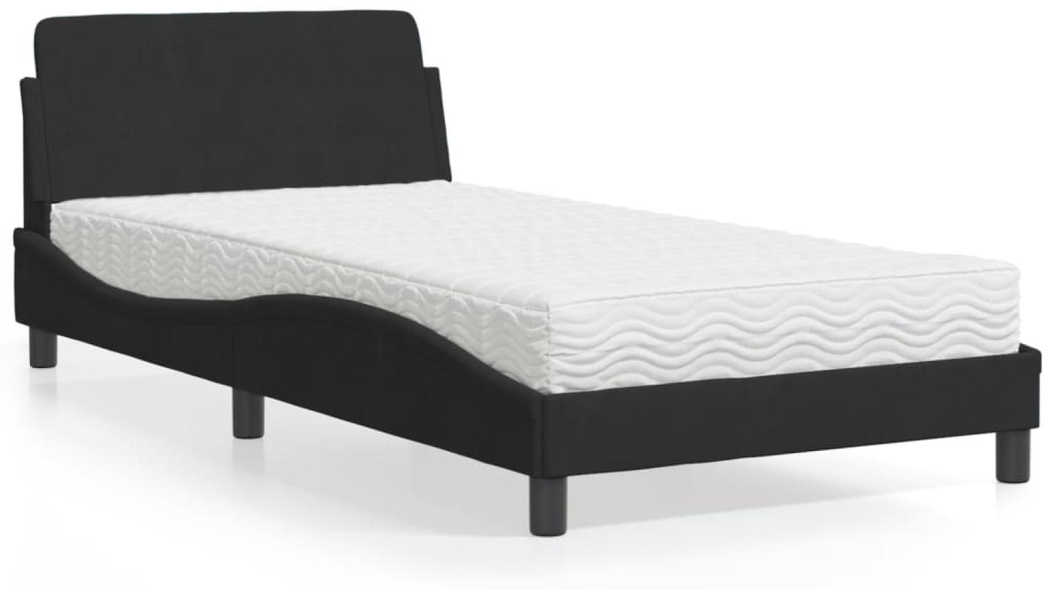 vidaXL Bett mit Matratze Schwarz 100x200 cm Samt 3208353 Bild 1