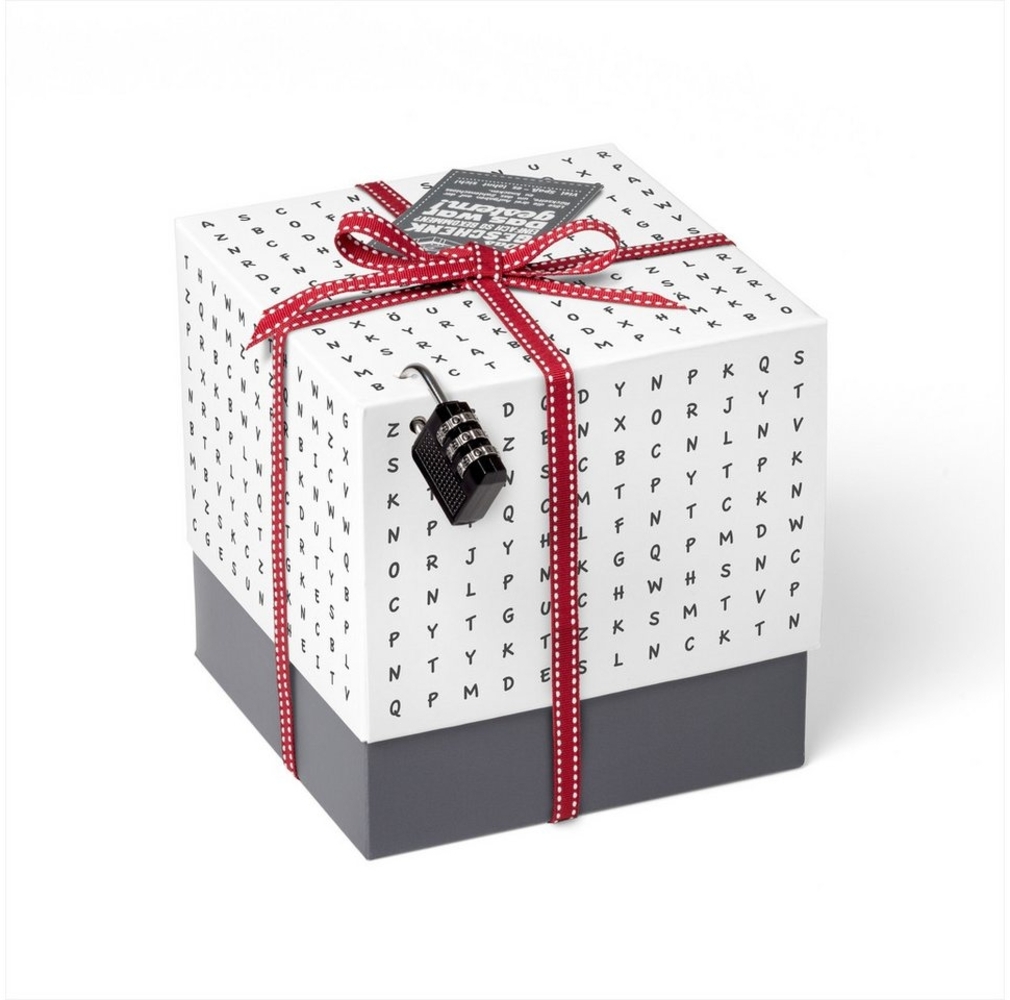 SURPRISA Geschenkbox mit Rätsel und Schloss, Buchstaben-Rätsel weiß, 16cm Bild 1