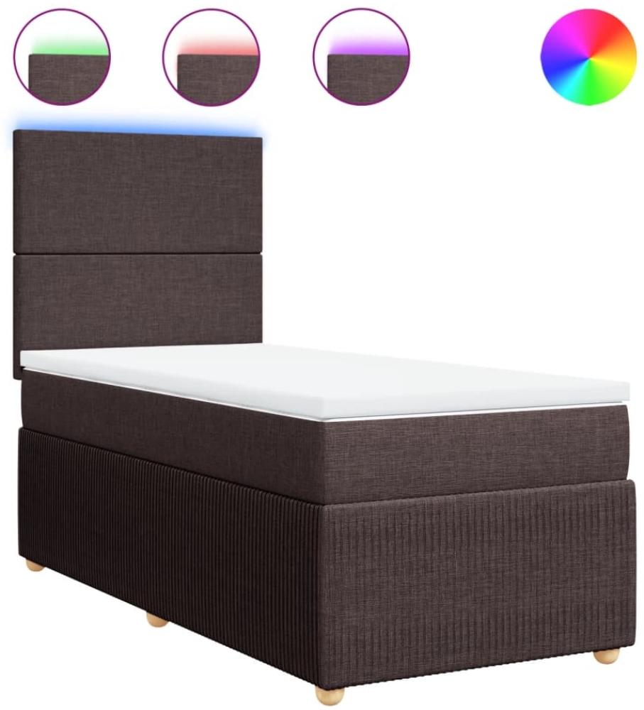 vidaXL Boxspringbett mit Matratze Dunkelbraun 90x200 cm Stoff 3294235 Bild 1
