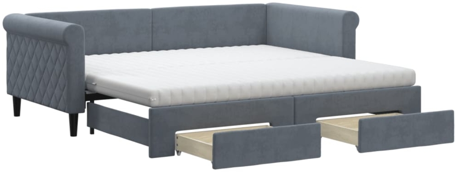 vidaXL Tagesbett Ausziehbar mit Schubladen Dunkelgrau 90x190 cm Samt 3197857 Bild 1