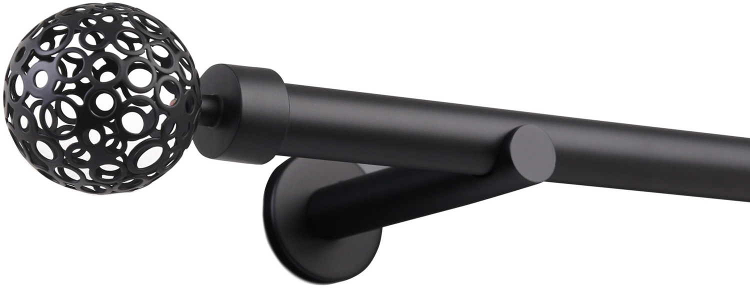 Deco-Raum® Deco-Raum Gardinenstange 25mm 1-läufig Kugel | Länge: 340cm | Material: metall | Farbe: Schwarz-matt Bild 1