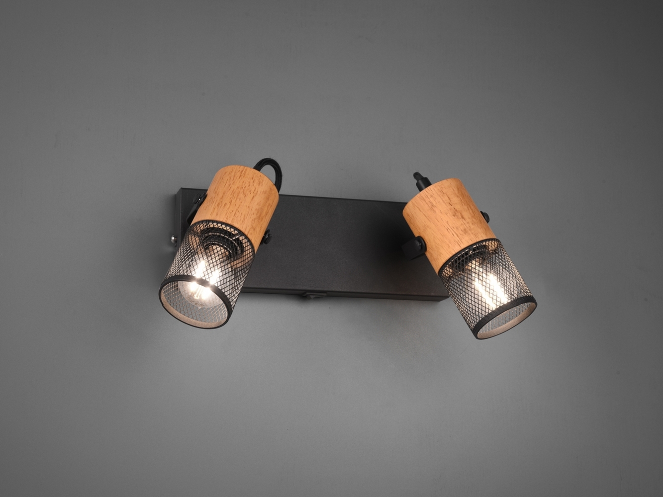 TRIO Leuchten LED Wandstrahler, LED wechselbar, Warmweiß, Wand-leuchte innen Industrial Style mit Schalter zweiflammig Höhe 19cm Bild 1
