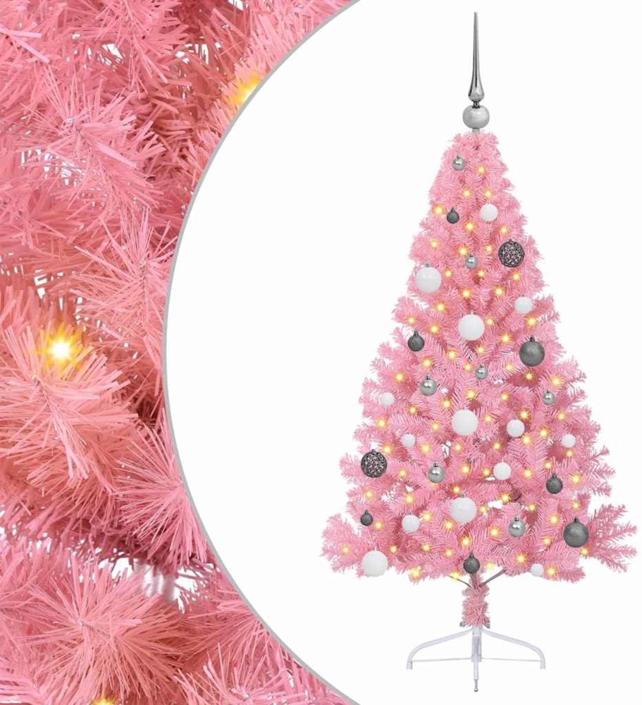 vidaXL Künstlicher vorbeleuchteter Weihnachtsbaum Rosa 150 cm PVC 3397062 Bild 1