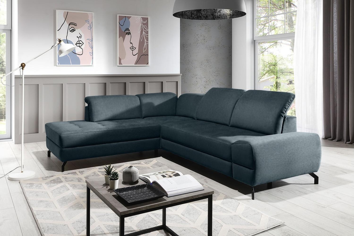 Stylefy Calcutta Ecksofa Strukturstoff INARI Türkis Links Bild 1
