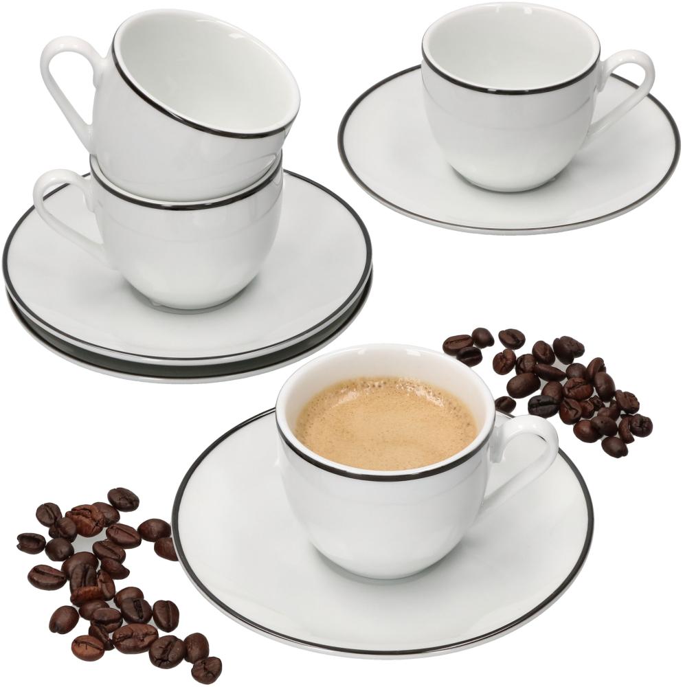 Lineo Espressotasse + Untertasse Set für 4 Personen 80ml Ristretto weiß schwarz Bild 1