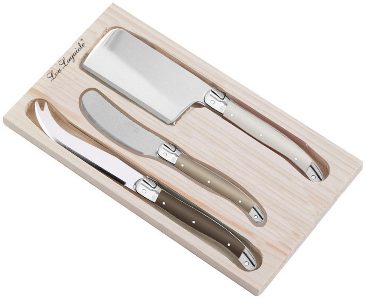 Lou Laguiole TRADITION Käsemesser Set 3-teilig perle, pfeffer, taupe hochglanzpoliert Bild 1