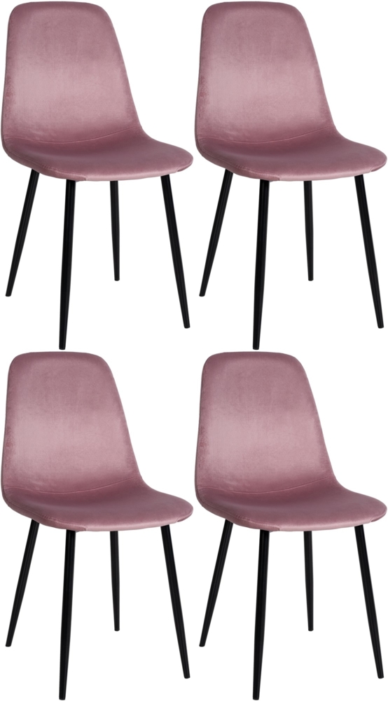 DELUKE® Esszimmerstühle 4er Set MOVI - Pink Samt, Metall 88x44x51cm Strapazierfähiger & pflegeleichter Bezug Esszimmerstuhl Stuhl Esszimmer Küchenstühle Wohnzimmerstühle Bild 1