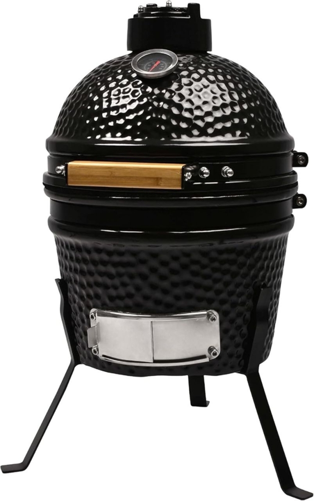 Mini Kamado Grill Keramikgrill Holzkohle Ø 26,5 cm Schwarz Smooker BBQ Bild 1