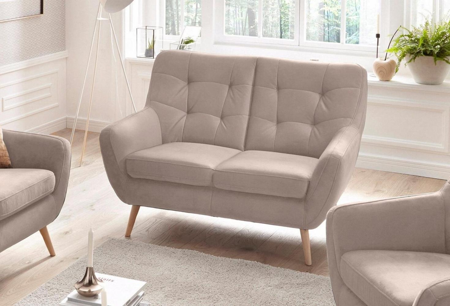 exxpo - sofa fashion 2-Sitzer Scandi, bequem, aufwendige Rückenpolsterung für mehr Sitzkomfort, akuelle Farben in hochwertige Bezugsqualitäten, Holzfuß Bild 1