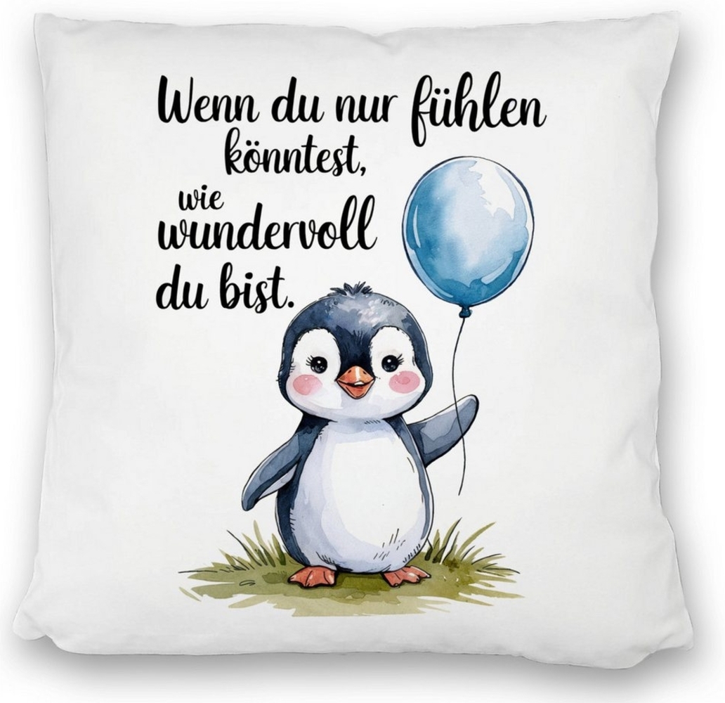 speecheese Dekokissen Pinguin mit Ballon - Wundervoll Kissen satiniert Bild 1