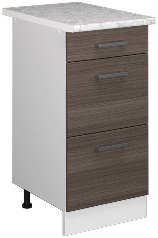 Vicco Küchenunterschrank Grau 40 cm mit Schubladen, AP Marmor, R-Line Bild 1