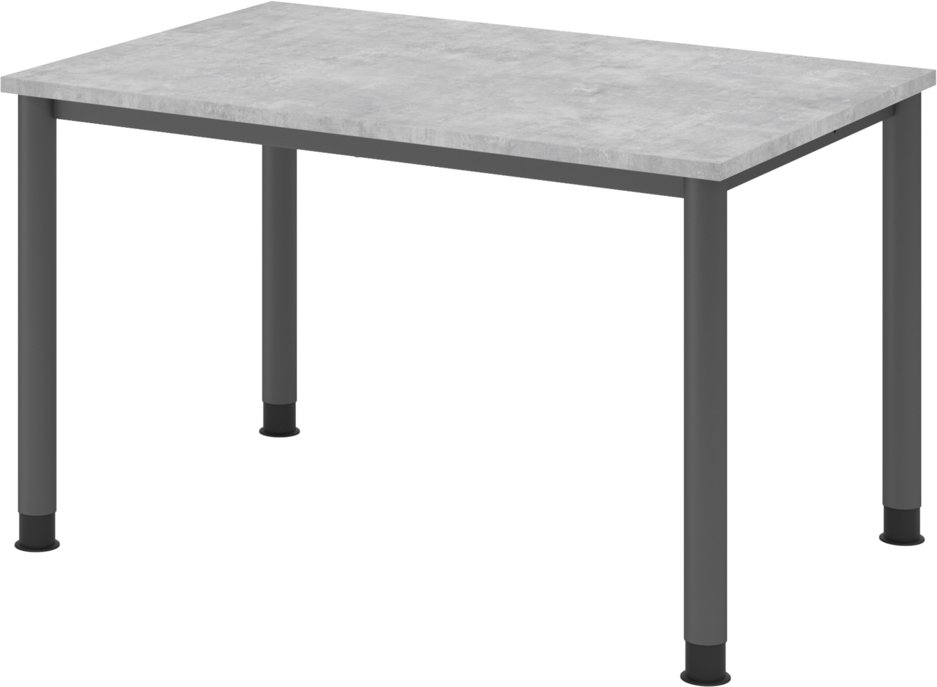 bümö höhenverstellbarer Schreibtisch H-Serie 120x80 cm in Beton, Gestell in Graphit - PC Tisch für's Büro manuell höhenverstellbar, Computertisch verstellbar, HS-12-M-G Bild 1