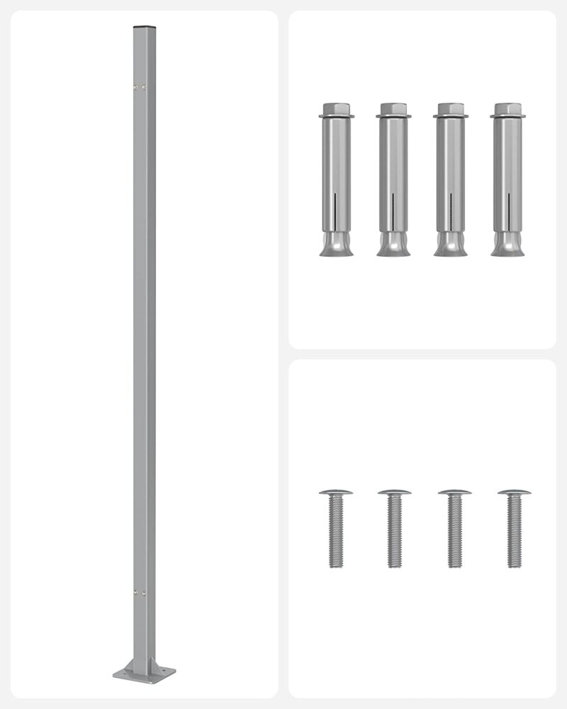 Standpfosten für Markisenkasten, Haltestange, Keine Wandmontage der Markise erforderlich, nur für SONGMICS Einzel-Seitenmarkise mit Stahl-Standpfosten geeignet, grau ASG502Y01 Bild 1