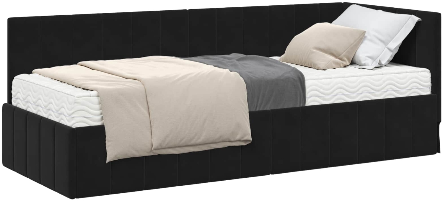 vidaXL Eckbettgestell mit Matratze mit Matratze 2 pcs Schwarz Samt 3393843 Bild 1