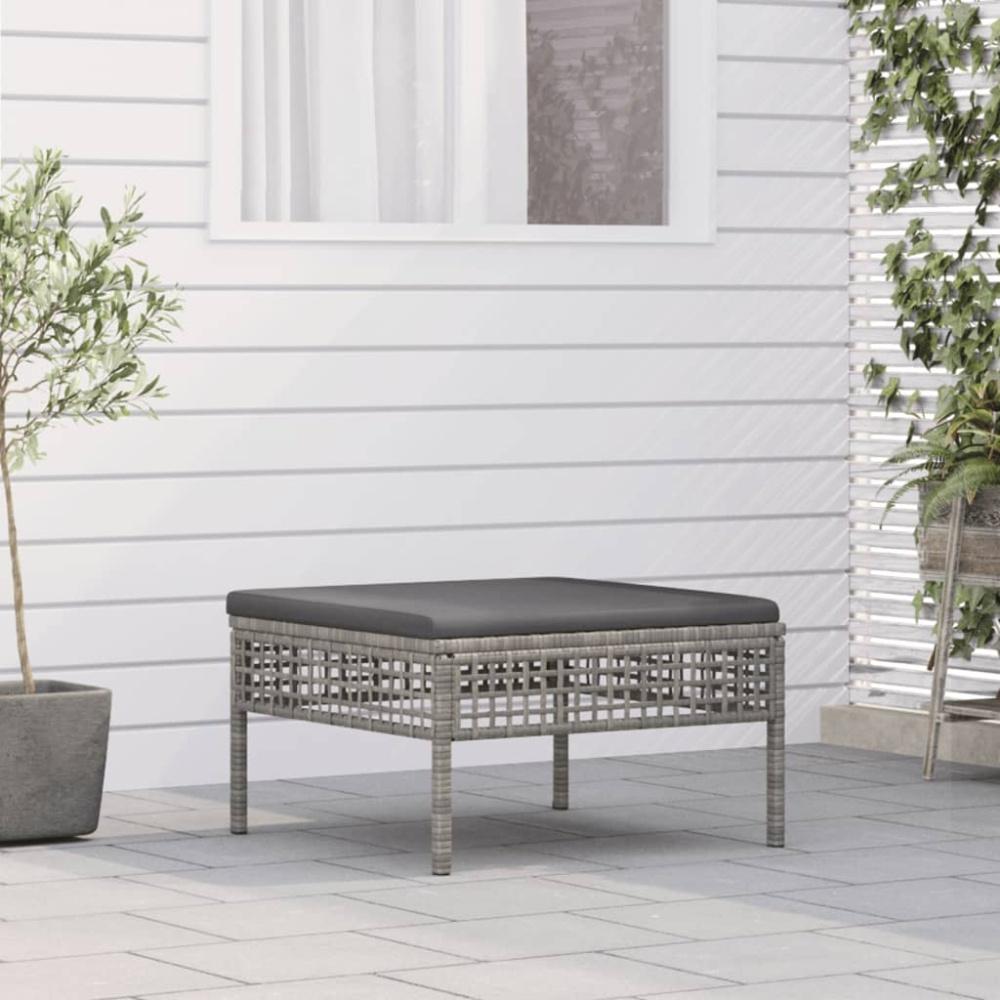 vidaXL Gartenhocker mit Kissen Grau Poly Rattan 319669 Bild 1